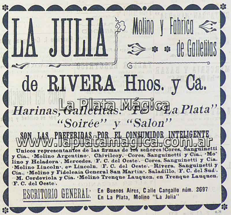 Molino La JUlia de Rivera Hnos. y Ca. en Tolosa La Plata Buenos Aires.