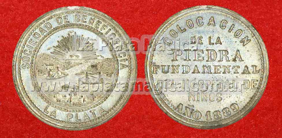 Medalla Colocación de la Piedra Fundamental del Hospital de Niños Año 1889.
