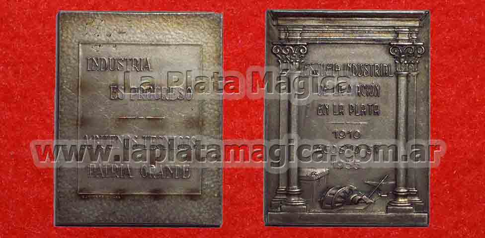 Medalla Escuela Industrial de la Nación en La Plata 1910 Agosto 31 1935.
